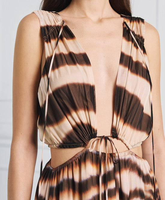 Maxi printed dress with cut-outs