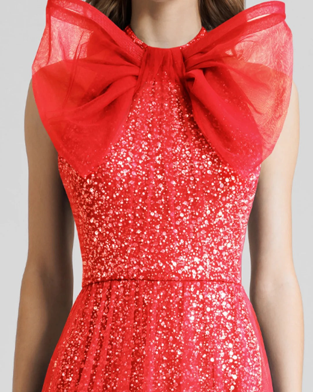 Bow Halter-Neckline Red Dress
