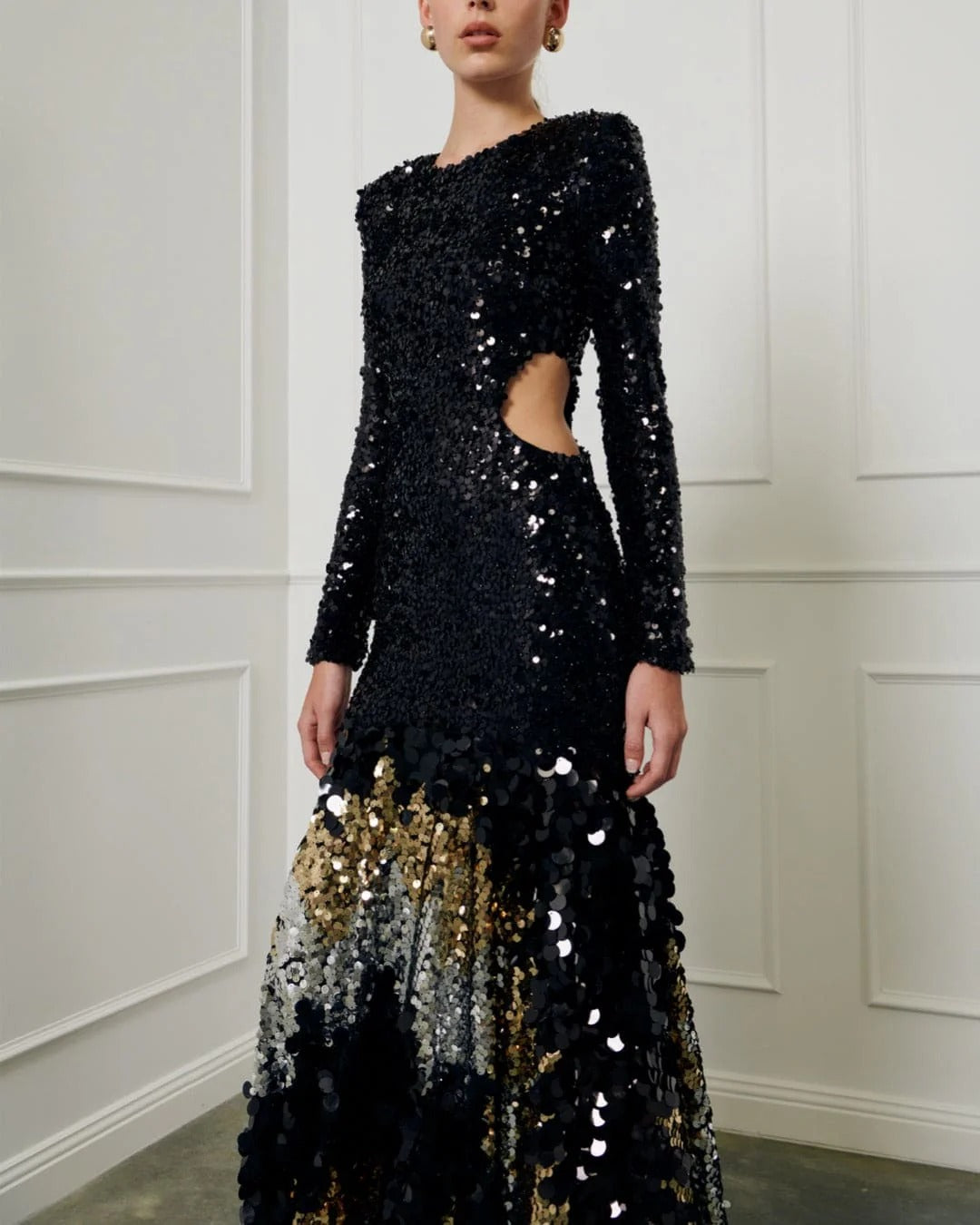 Confetti Sequin Cutaway Gown