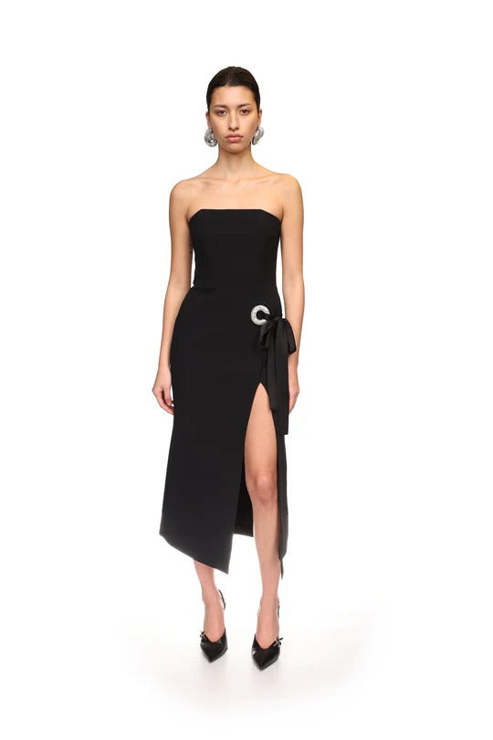 WRAP SKIRT EMBR MIDI DRESS