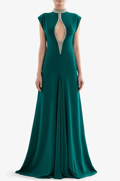 Crystal embellished long dress