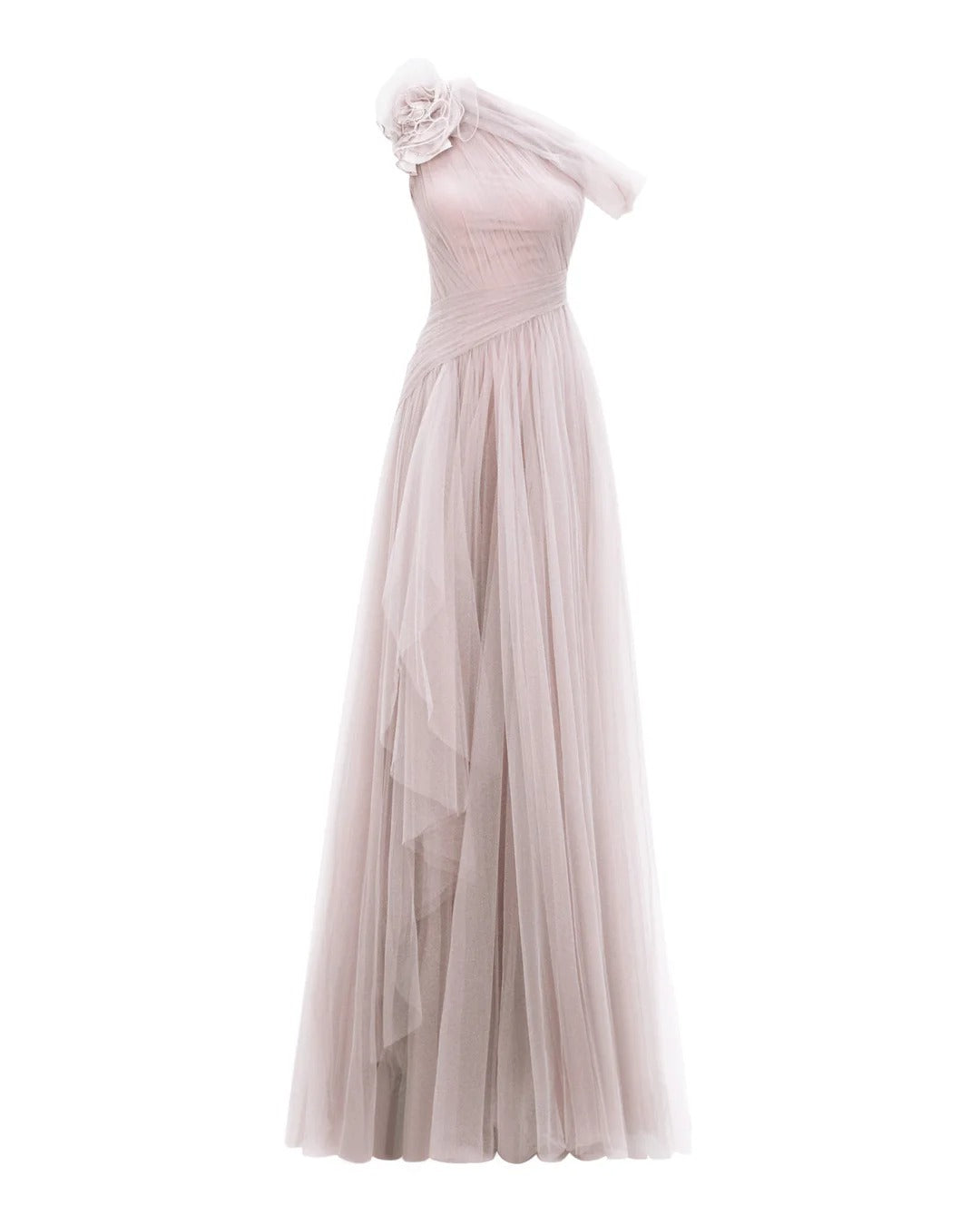 Light Lilac Long Dress With Flower Design