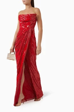 Sequin-embellished Strapless Dress