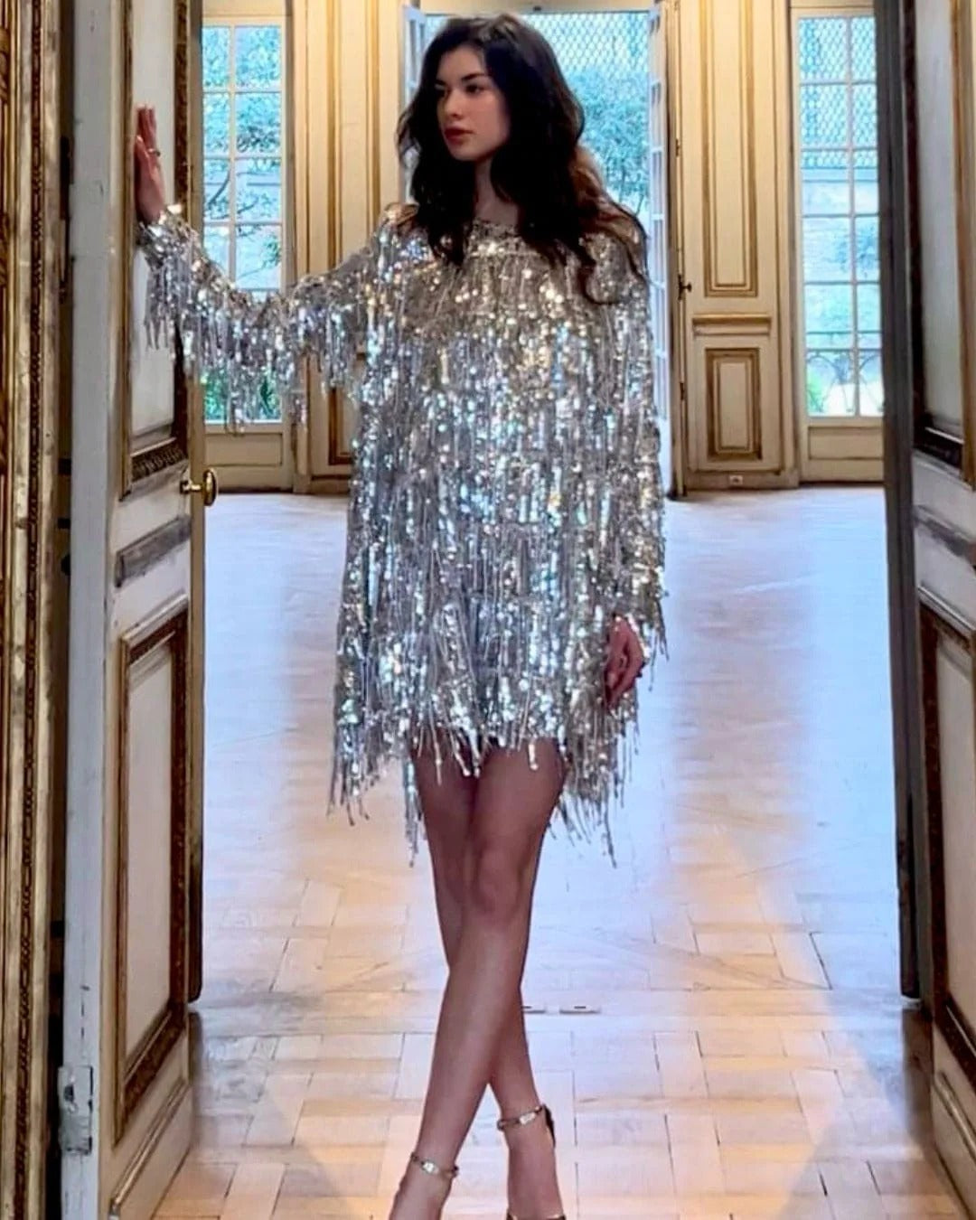 Silver Tassel Mini Dress