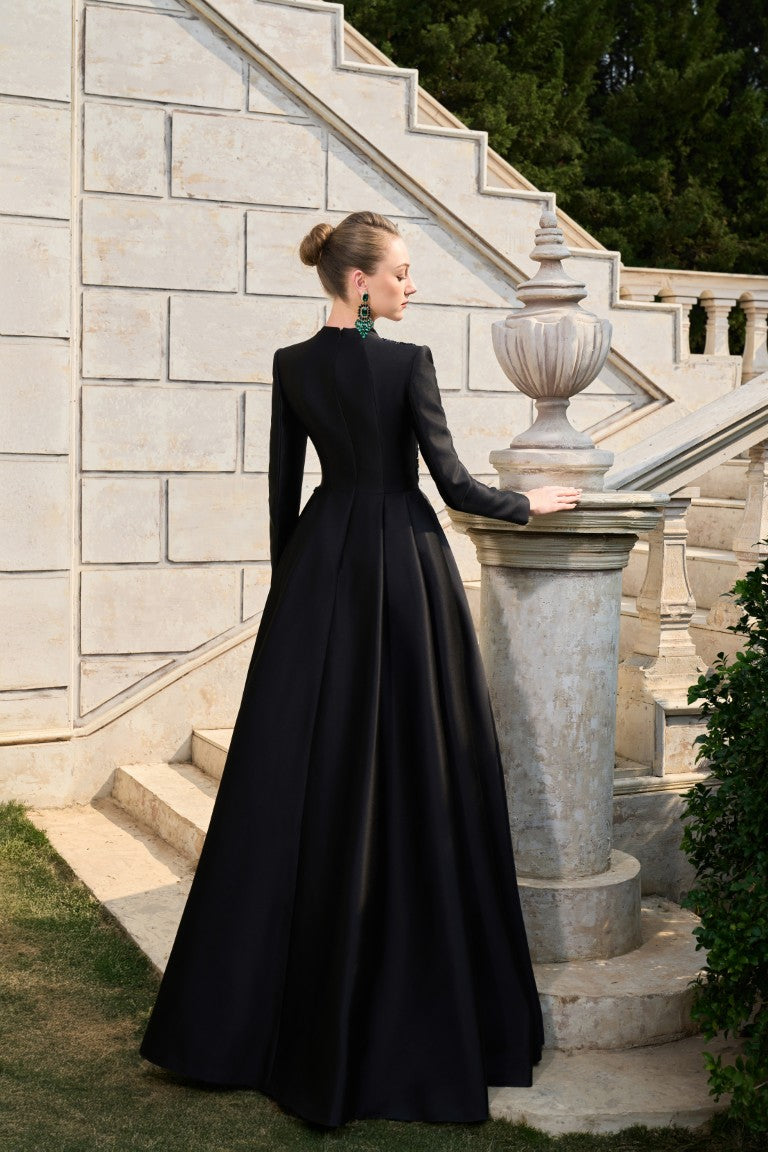 Black Couture Gown with Blue Embellished Bodice