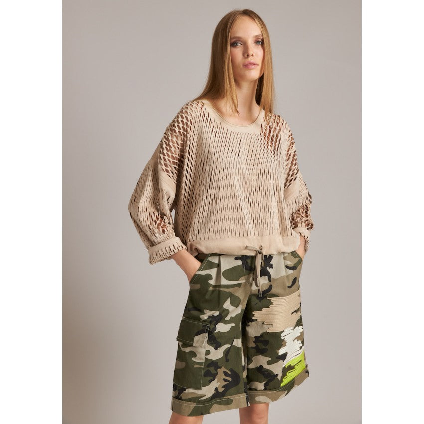 Chic Knitting Laser Cut Sweatshirt