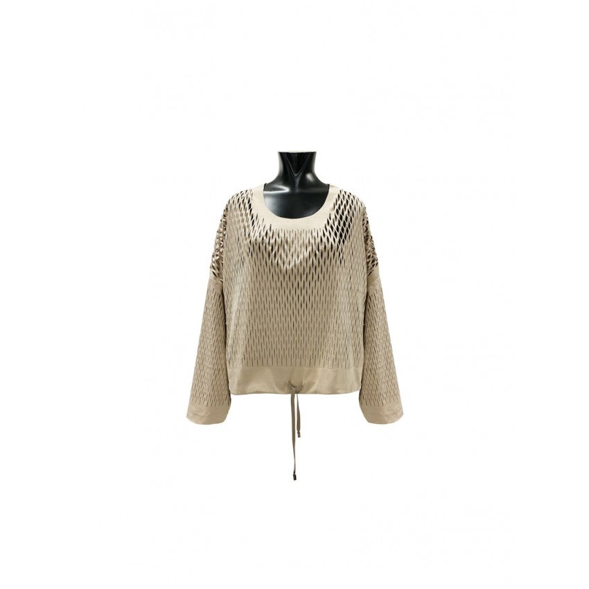 Chic Knitting Laser Cut Sweatshirt