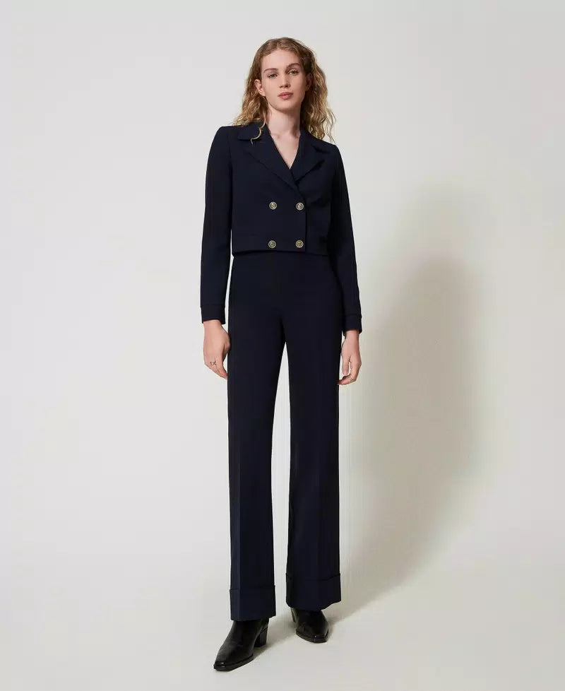 Crêpe cady high waist trousers