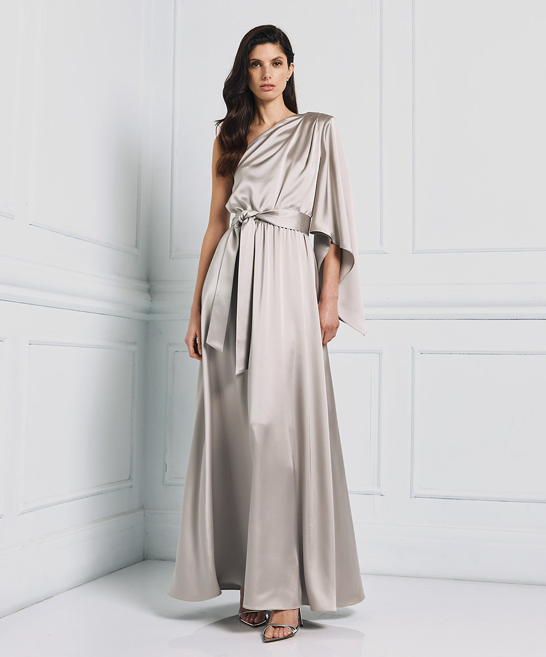 Satin one-shoulder dress