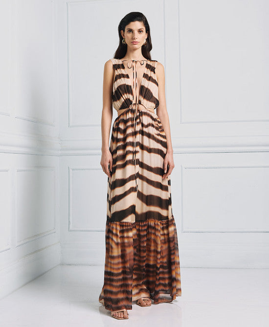 Maxi printed dress with cut-outs