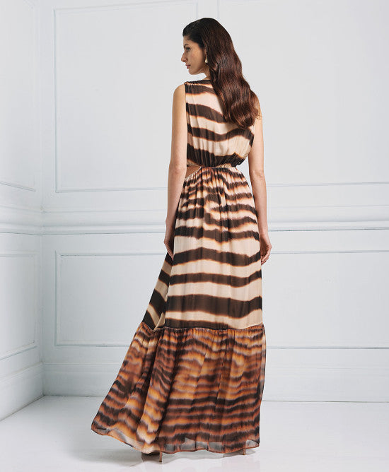 Maxi printed dress with cut-outs