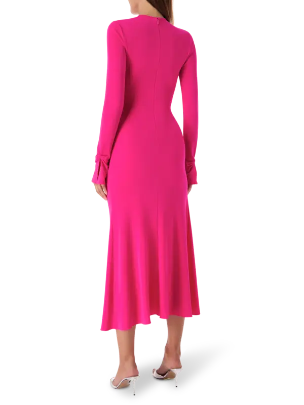 LONG SLEEVE SATIN MIDI DRESS