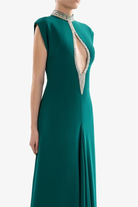 Crystal embellished long dress