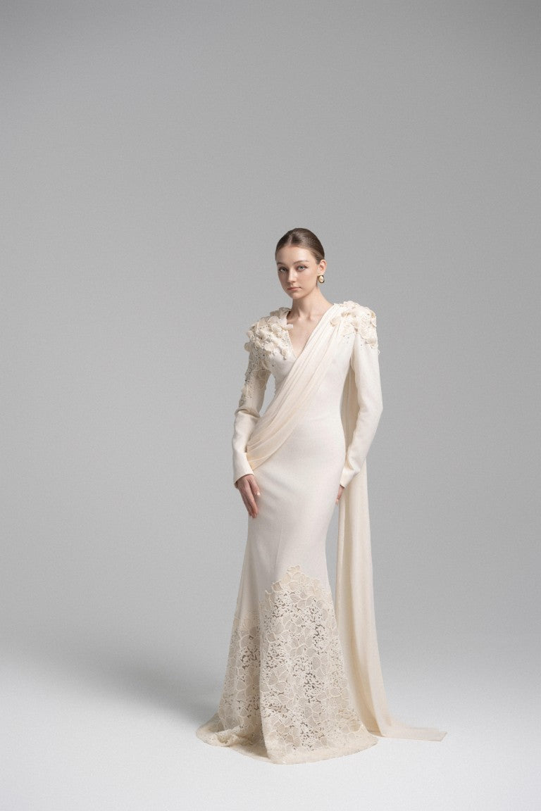 Alluring Lace-Appliqué Mermaid Gown