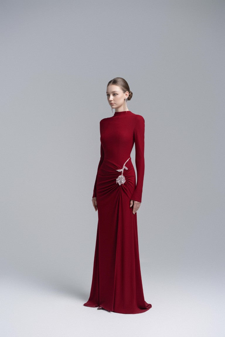 Elysian Bodice Mermaid Dress in Ruby