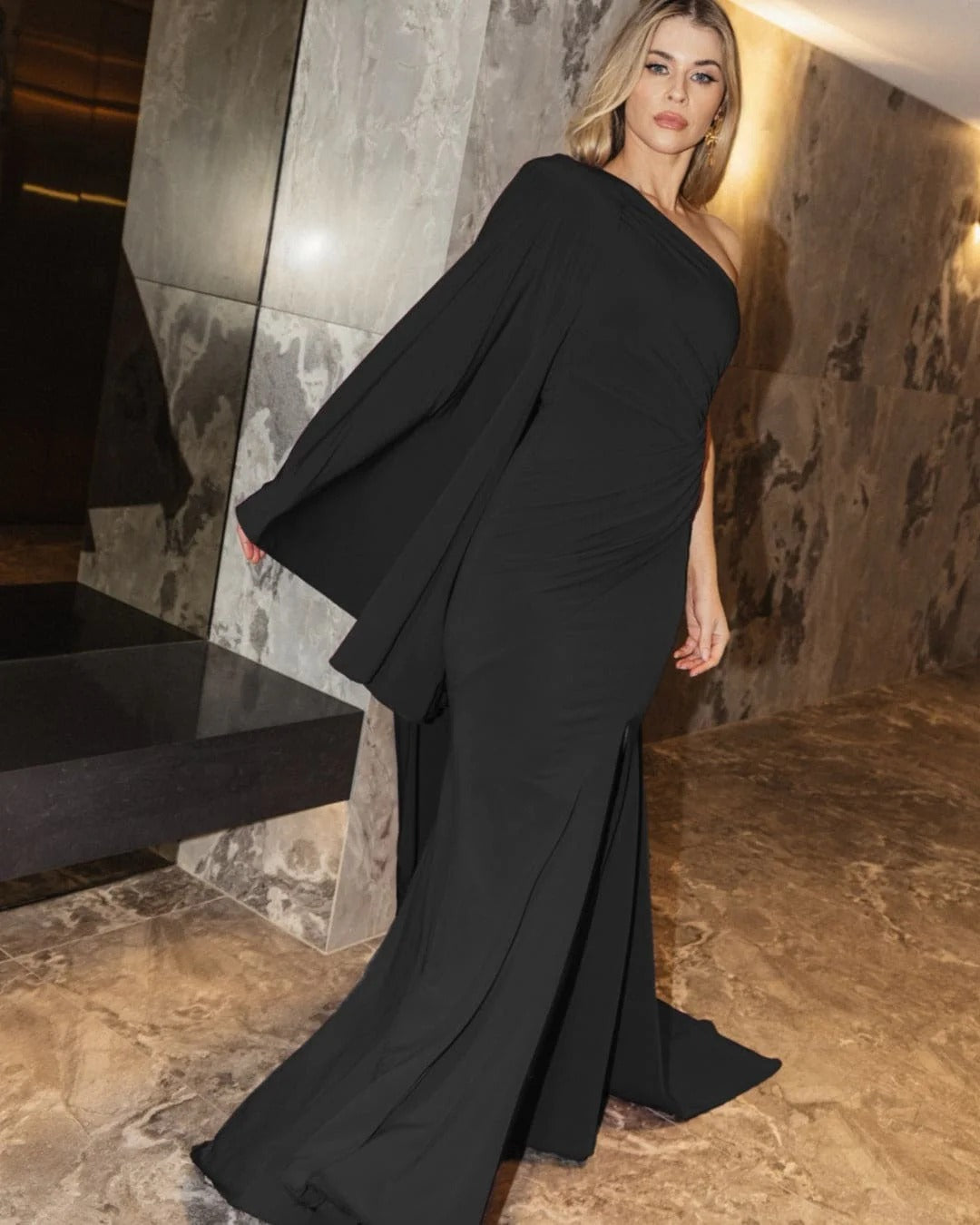 Ruche Cape Gown